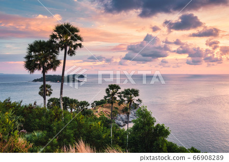 Viewpoint Laem Promthep cape with colorful sky and 66908289