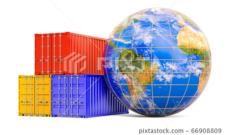 Earth Globe with cargo containers Earth Globe with cargo containers 66908809