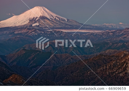 Fuji of the morning glow seen from Tanzawa · Tonodake Fuji of the morning glow seen from Tanzawa · Tonodake 66909659