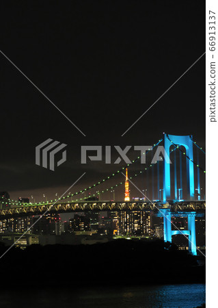 Rainbow bridge seen from Odaiba [night view] 66913137
