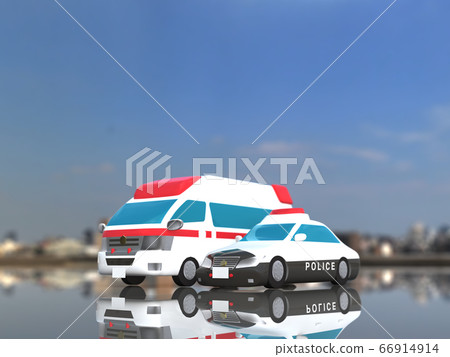 CG插圖救護車和救護車和警車 CG插圖救護車和救護車和警車 66914914