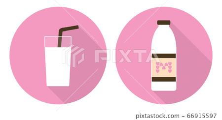 Flat vector milk glass and milk bottle Flat vector milk glass and milk bottle 66915597