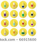 Multicolored nail polishes flat vector icon set 66915600