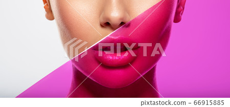 Beautiful white girl with bright eye-makeup. 66915885