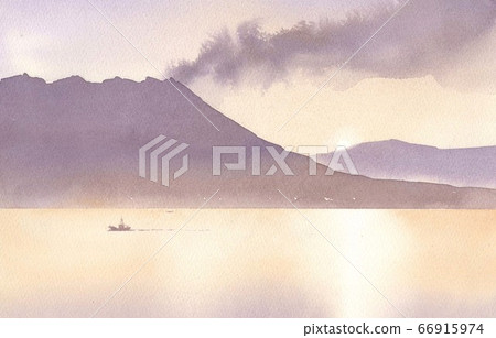 Watercolor Sakurajima Watercolor Sakurajima 66915974
