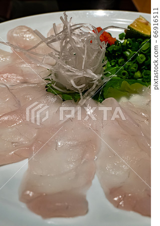 Tigerfish sashimi thin structure close-up portrait position 66916511