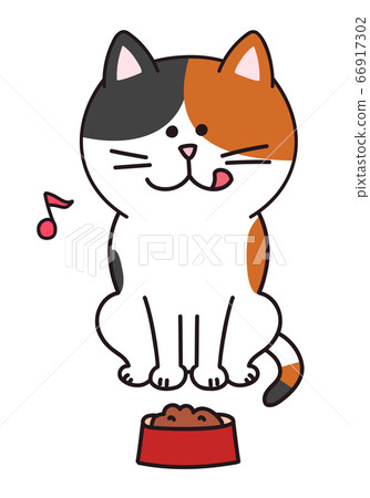 Cat food and happy cat illustration 66917302