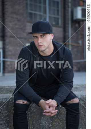 Portrait Of Young Handsome Man Bad Boy Thug Portrait Of Young Handsome Man Bad Boy Thug 66920688
