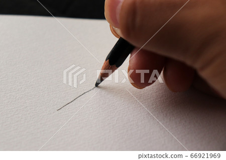 Hand drawing line with pencil on white paper 66921969