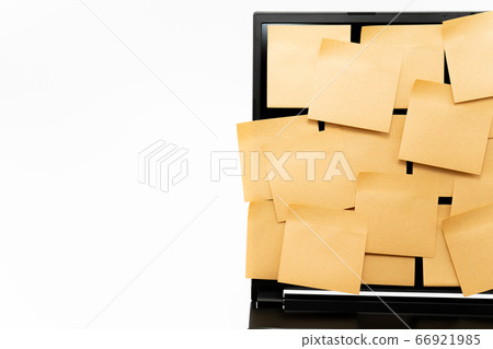 PC with many sticky notes PC with many sticky notes 66921985