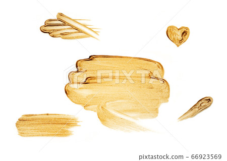 Set of golden brush strokes for your design. Isolated on a white background. 66923569