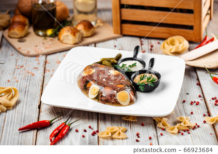 Traditional russian dish holodets jellied meat  66923684