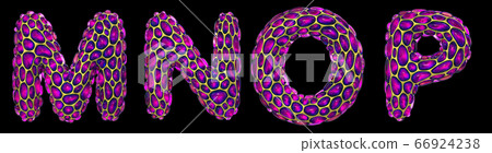 Realistic 3D letters set M, N, O, P made of gold shining metal letters. Realistic 3D letters set M, N, O, P made of gold shining metal letters. 66924238