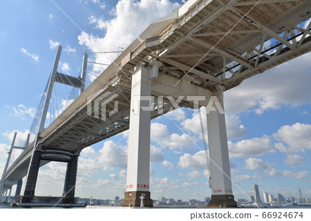 Yokohama Bay Bridge and Minatomirai district Yokohama Bay Bridge and Minatomirai district 66924674