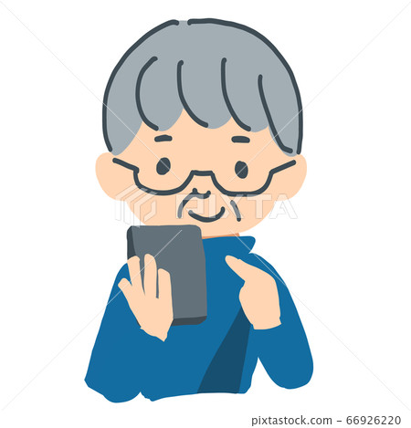 Vector illustration of an elderly man operating a smartphone Vector illustration of an elderly man operating a smartphone 66926220