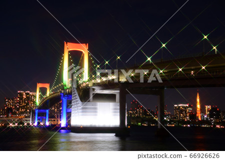 Tokyo Rainbow Bridge illuminated in rainbow colors Tokyo Rainbow Bridge illuminated in rainbow colors 66926626