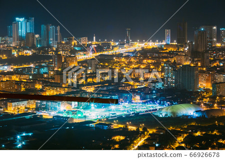Batumi, Adjara, Georgia. Aerial View Of Urban Cityscape Skyline At Night 66926678
