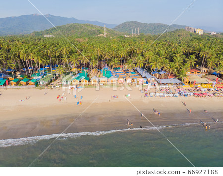 Beautiful Palolem beach aerial view landscape. Goa state in India. Beautiful Palolem beach aerial view landscape. Goa state in India. 66927188