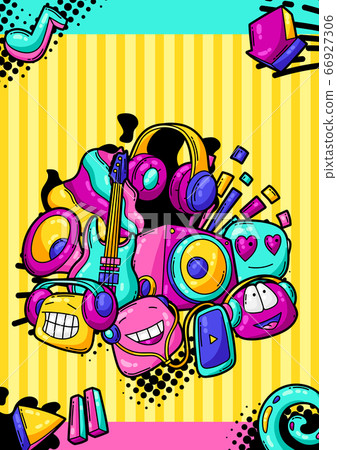 Background with cartoon musical items. Background with cartoon musical items. 66927306
