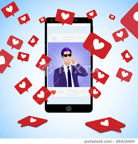 Famous blogger post, collect social icons red 66928484