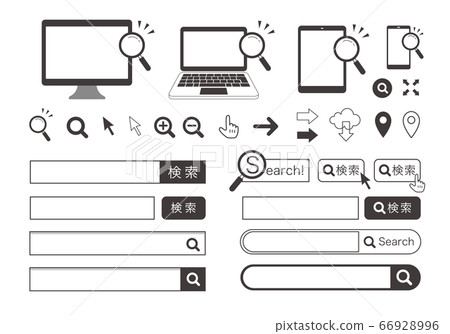 Set of icons such as magnifying glass and search window 66928996