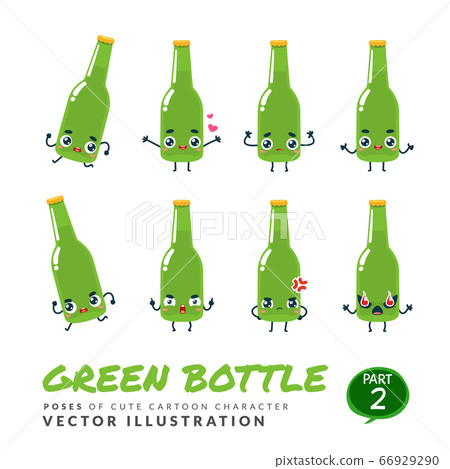 Vector set of cartoon images of Green Bottle. Part Vector set of cartoon images of Green Bottle. Part 66929290
