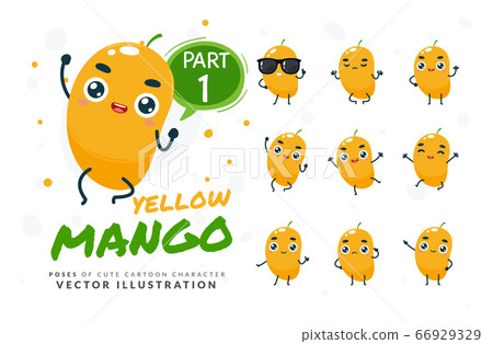 Vector set of cartoon images of Yellow Mango. Part Vector set of cartoon images of Yellow Mango. Part 66929329