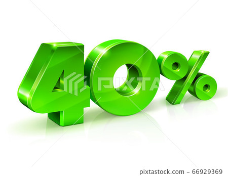 Glossy green 40 Forty percent off, sale. Isolated Glossy green 40 Forty percent off, sale. Isolated 66929369