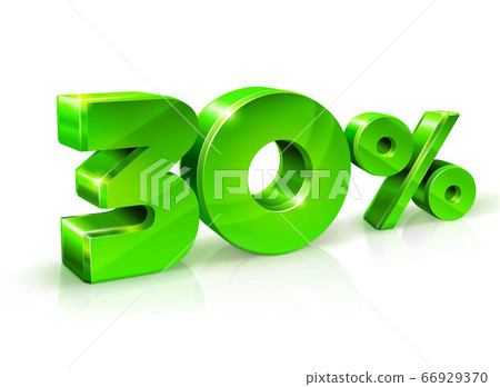 Glossy green 30 Thirty percent off, sale. Isolated Glossy green 30 Thirty percent off, sale. Isolated 66929370