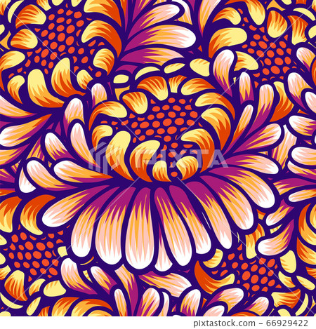 Floral hand drawn vintage seamless pattern with - Stock Illustration ...