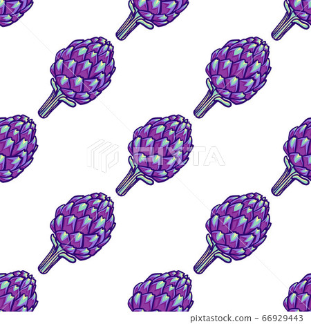 Artichoke violet flower head seamless pattern. Artichoke violet flower head seamless pattern. 66929443