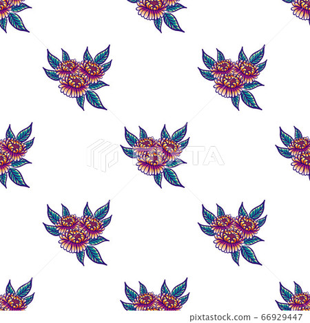 Floral hand drawn vintage seamless pattern with - Stock Illustration ...