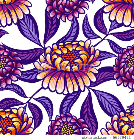Floral hand drawn vintage seamless pattern with 66929451
