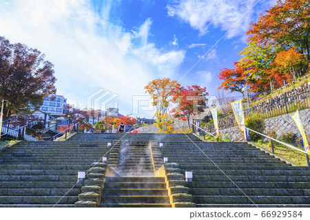 Ikaho Onsen stone steps of colored leaves Ikaho Onsen stone steps of colored leaves 66929584