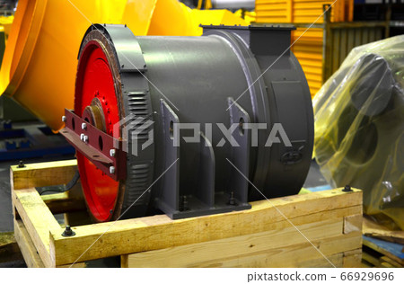 Synchronous traction generator with a cylindrical rotor in production hall of an automobile plant Synchronous traction generator with a cylindrical rotor in production hall of an automobile plant 66929696