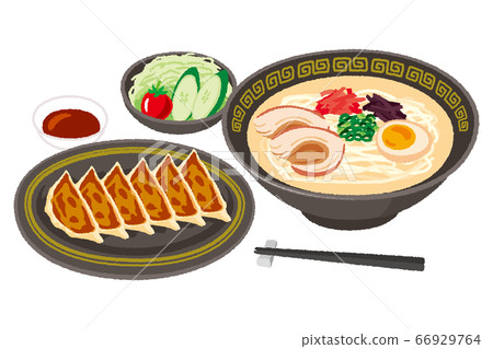 一套豬骨拉麵和餃子的插圖 一套豬骨拉麵和餃子的插圖 66929764