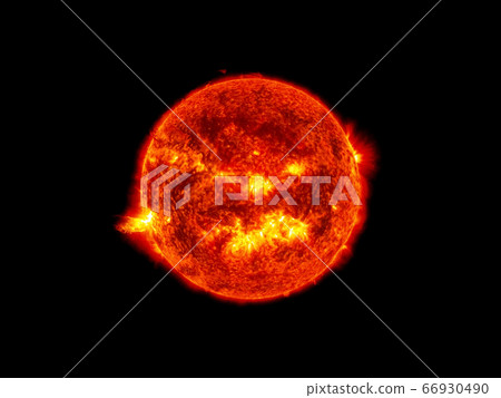 The sun and giant filament of cosmos isolated on black background. The sun and giant filament of cosmos isolated on black background. 66930490