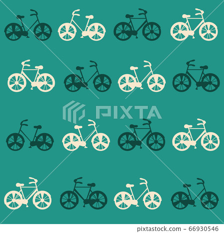 Vector Bicycle weekend illustration, seamless pattern, with balloons, flowers, wheels, pastel and colours 66930546