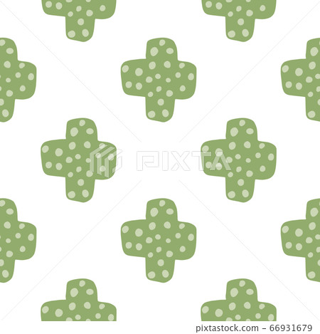 Hand drawn green cross seamless pattern on white-插圖素材 [66931679] - PIXTA圖庫