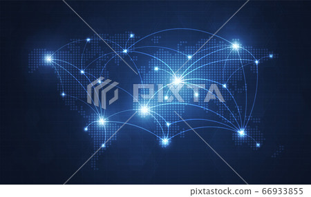Global network technology background with world map or social media communication internet network Connection vector design. Global network technology background with world map or social media communication internet network Connection vector design. 66933855