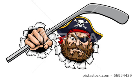 Pirate Ice Hockey Sports Mascot Cartoon 66934429
