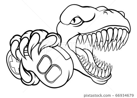 Dinosaur gamer which play game Royalty Free Vector Image