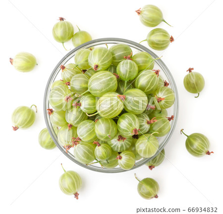 Fresh green gooseberries in a glass plate Fresh green gooseberries in a glass plate 66934832