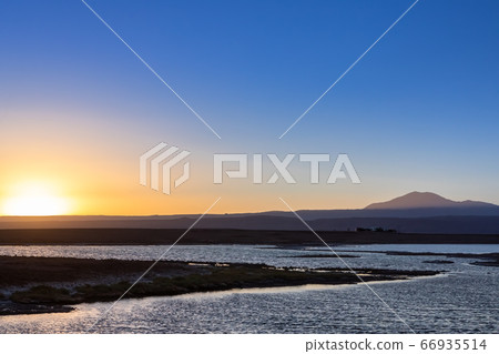 Cejar lagoon and Licancabur volcano in Atacama, 66935514