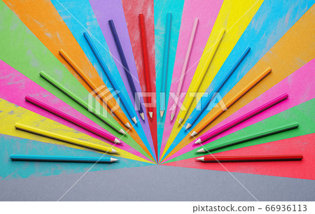 Colored pencils arranged symmetrically. Back to 66936113