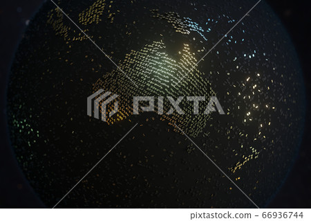 Australia continent made of gold numbers. Data transfer related conceptual 3D rendering Australia continent made of gold numbers. Data transfer related conceptual 3D rendering 66936744