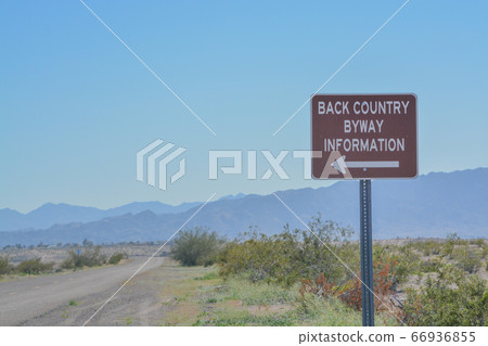Back Country Byway Information Sign on Route 66 in the Sonoran Desert, Arizona USA 66936855