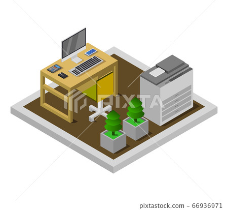 isometric office desk 66936971