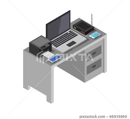 isometric desk - Stock Illustration [66939869] - PIXTA