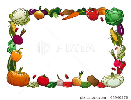 Farm ripe vegetables vector frame Farm ripe vegetables vector frame 66940376